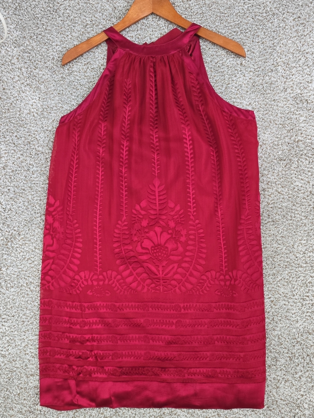 Studio M Satin-Look Shift Dress in Deep Berry